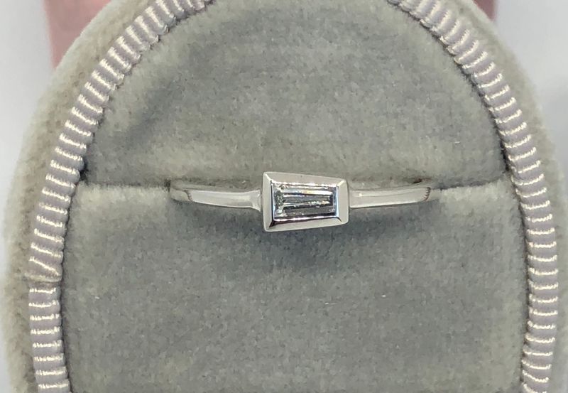 Tapered Baguette Diamond Bezel  Stackable Ring