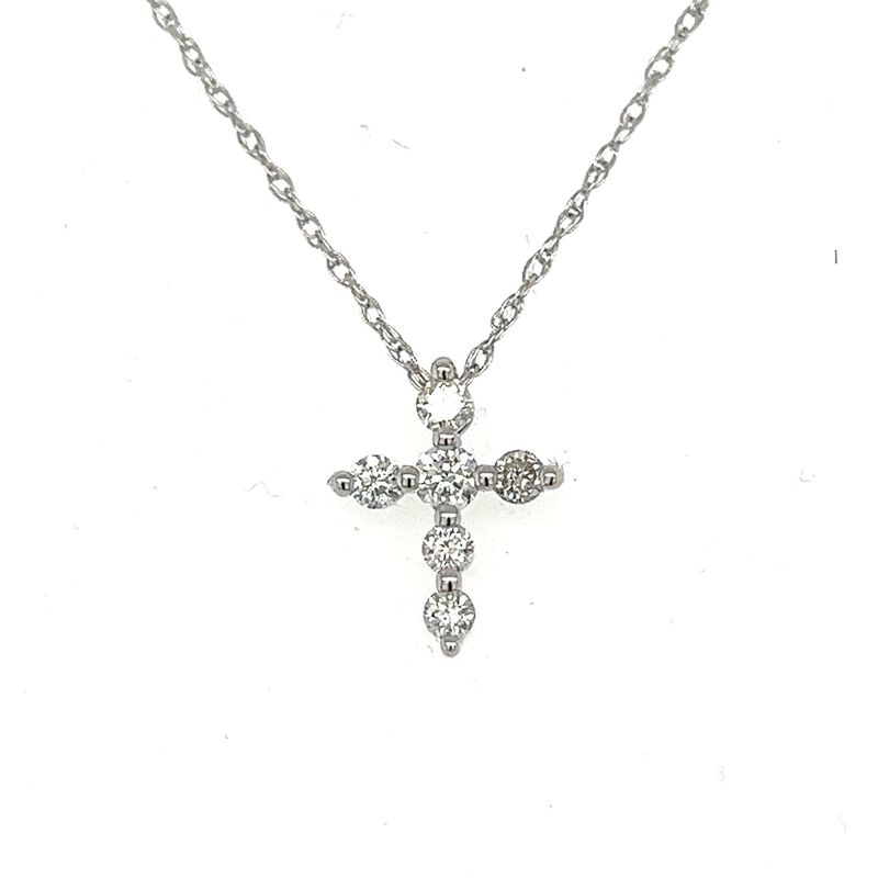 14K White gold Diamonds Cross