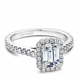 Emerald Halo Diamonds Engagement Ring