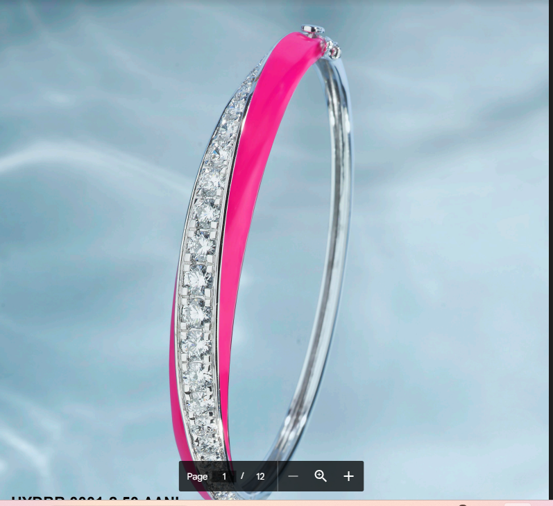 White Gold Bangel Graduated Lab Grown Diamonds & Enamel