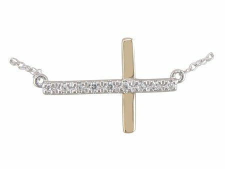 Two tone cross necklace