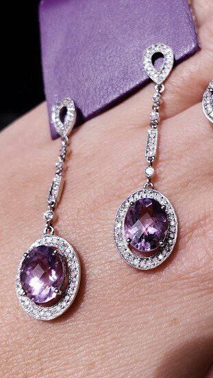 Amethyst & Diamond Drop Earrings