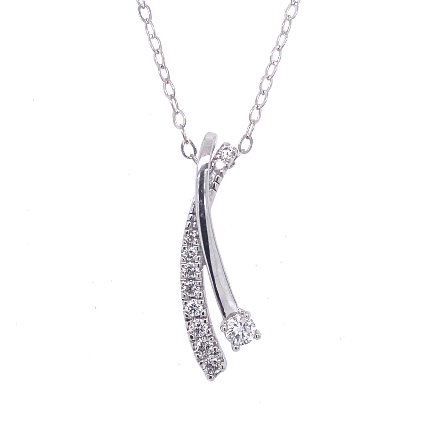 14K White Gold Diamond Abstract Pendant