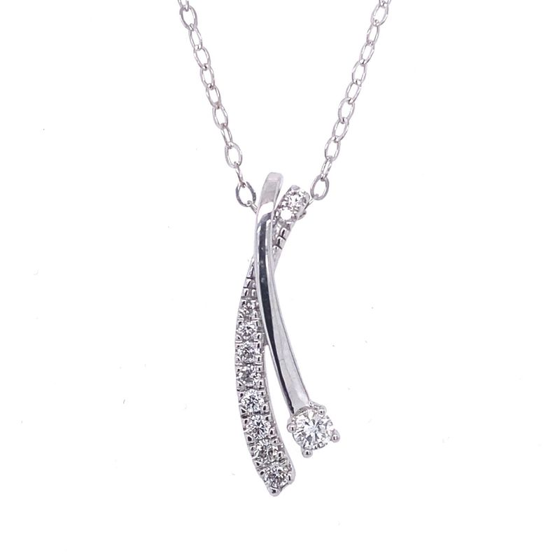 14K White Gold Diamond Abstract Pendant