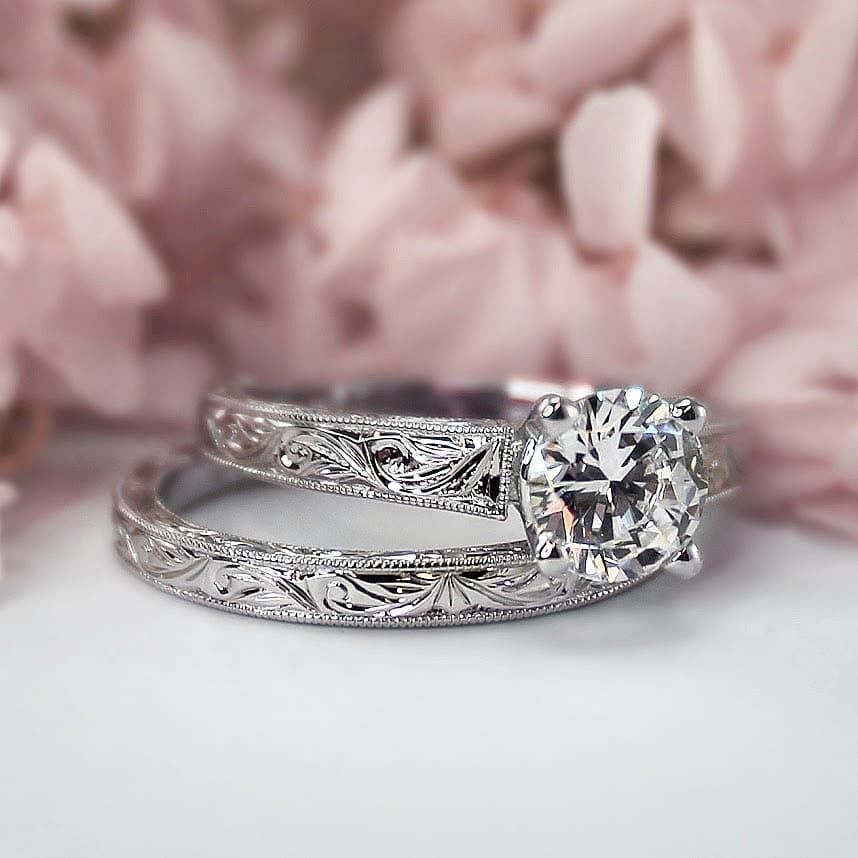 Carved Shank Noam Carver Solitaire Engagement Ring