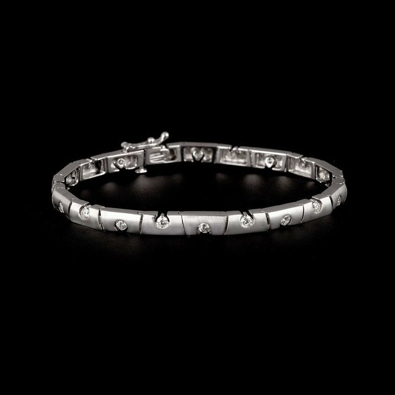Brushed Gold and Diamond Tennis Bracelet
