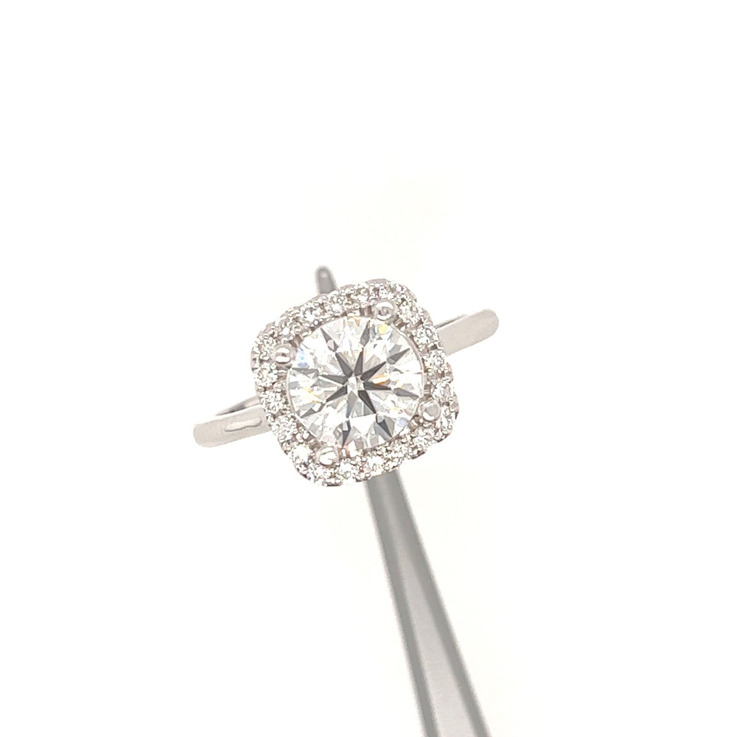Cushion Halo Engagement Ring