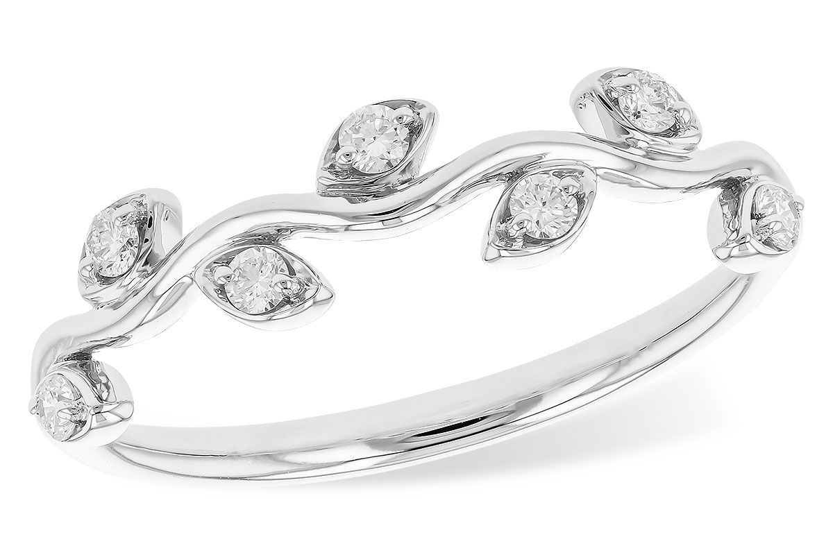 White Gold Leaf-Inspired Diamond Band