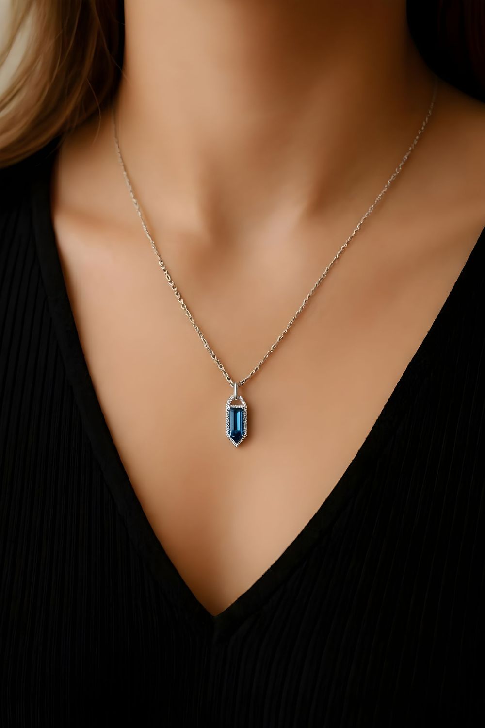 Blue Topaz Geometric Necklace