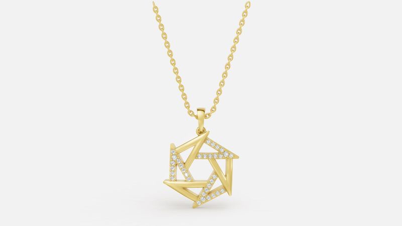 Yellow gold Lab Diamond Pendant