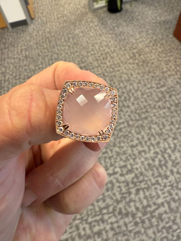 Rose Quartz and diamonds ring