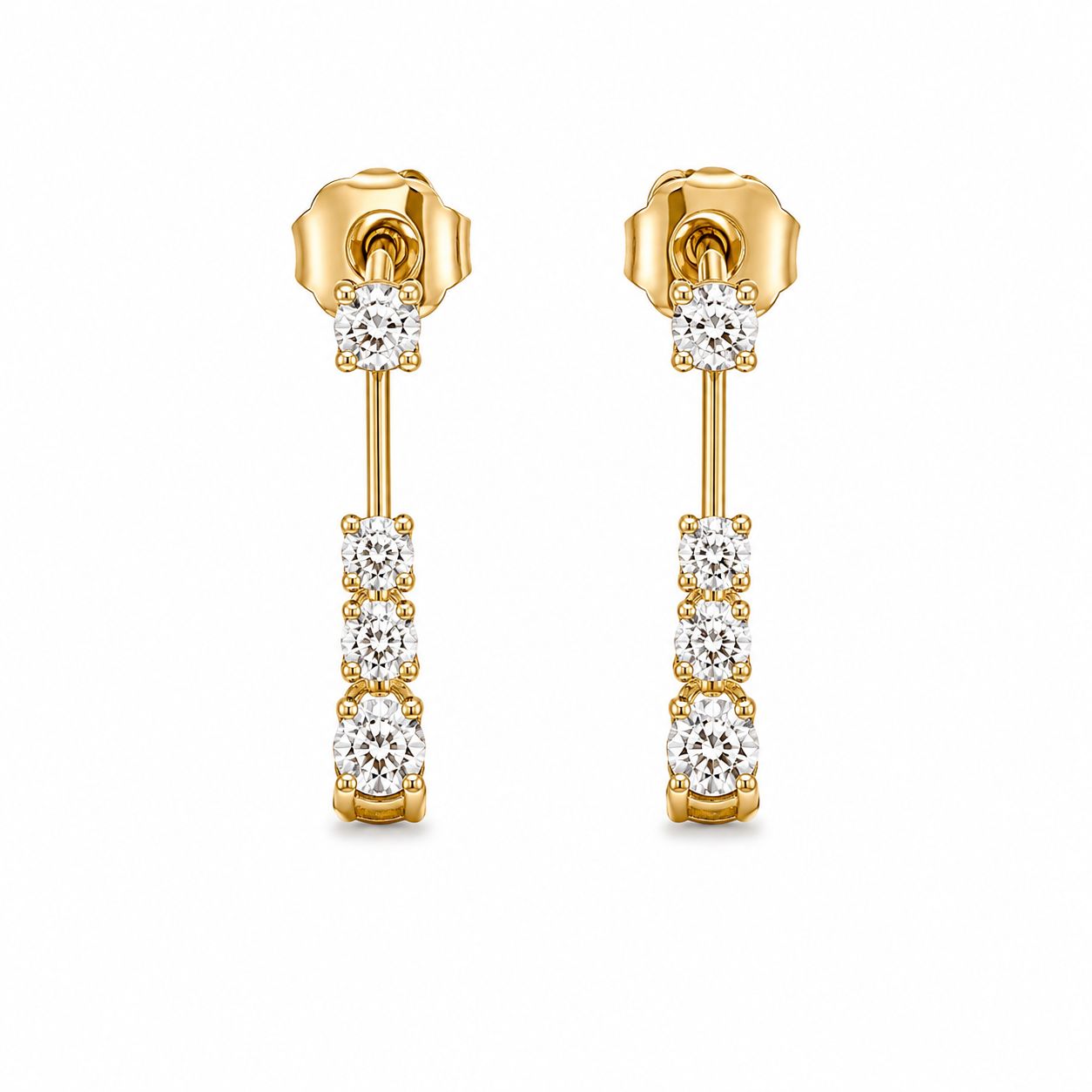 14K Yellow Gold Natural Diamond Drop Earrings