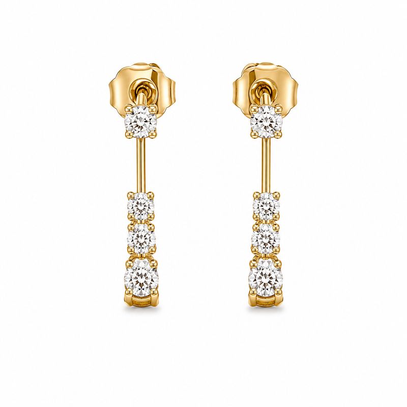 14K Yellow Gold Natural Diamond Drop Earrings