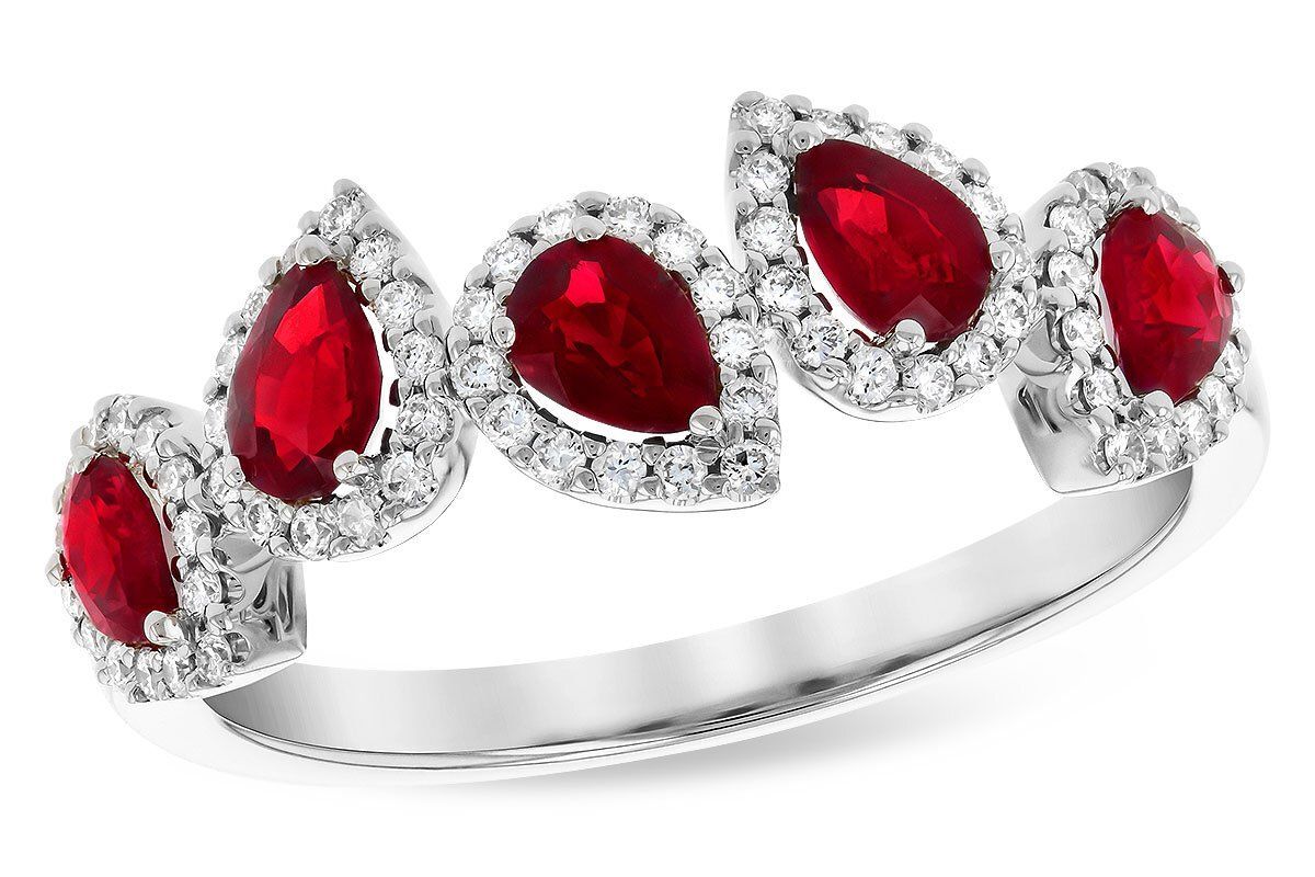 14K White Gold Ruby & Diamond Halo Ring 14K White Gold Ruby & Diamond Halo Ring