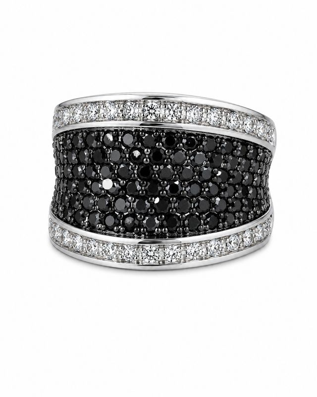 14K White Gold Black & White Diamond Statement Ring