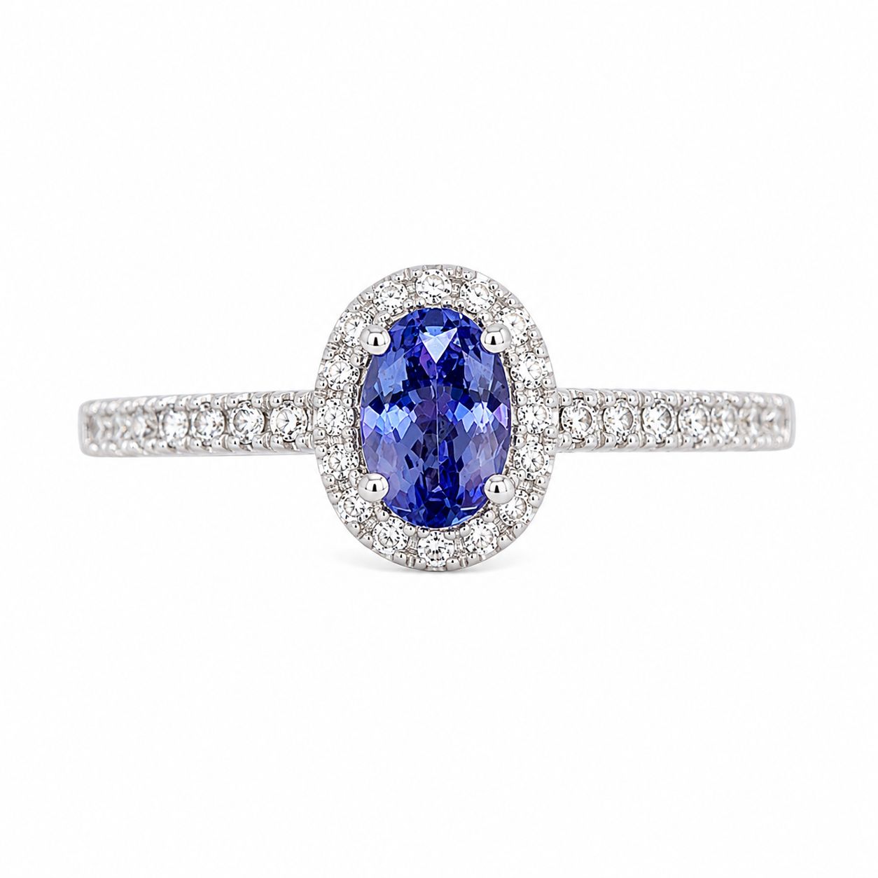 14K Gold Natural Tanzanite & Diamond Halo Ring 14K Gold Natural Tanzanite & Diamond Halo Ring