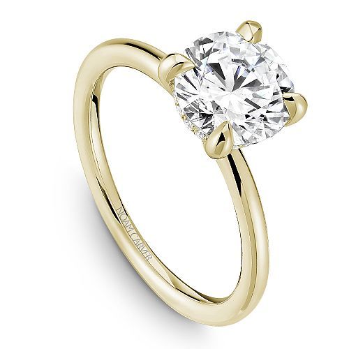 14K Yellow Gold Hidden Halo Engagement Ring