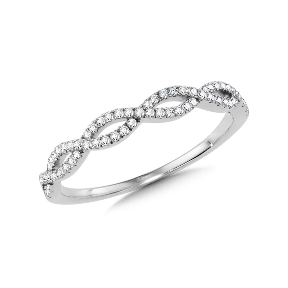 14K White Gold Twisted Diamond Stackable Ring 14K White Gold Twisted Diamond Stackable Ring