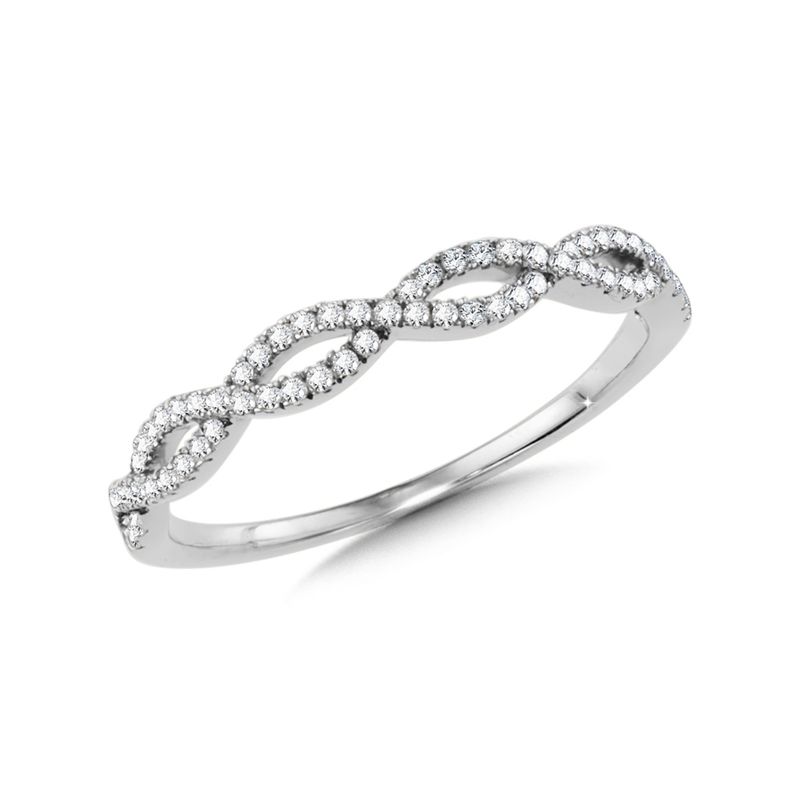 14K White Gold Twisted Diamond Stackable Ring