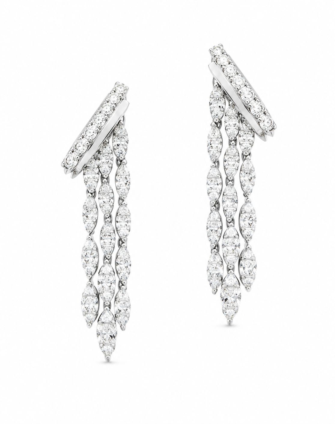 14K White Gold Natural Diamond Cascade Drop Earrings 14K White Gold Natural Diamond Cascade Drop Earrings
