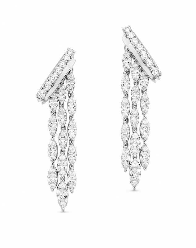 14K White Gold Natural Diamond Cascade Drop Earrings