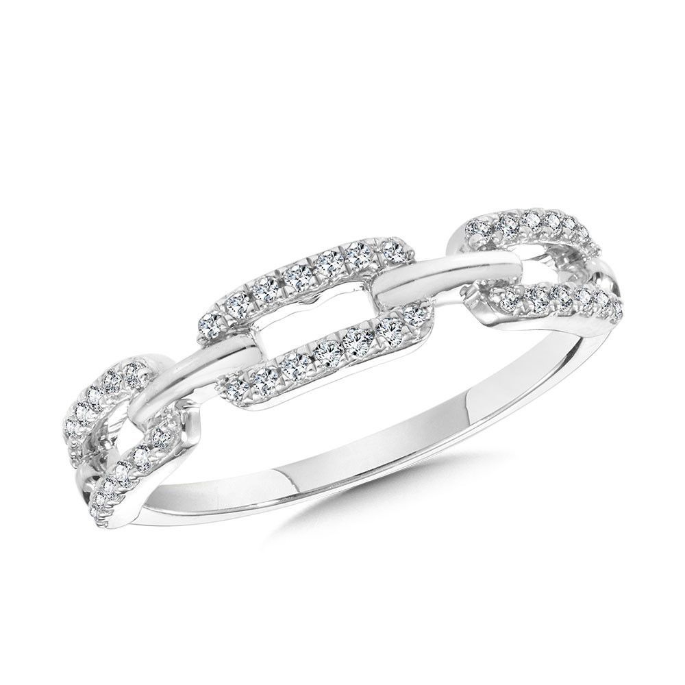 14K White Gold Diamond Paperclip Loops Ring 14K White Gold Diamond Paperclip Loops Ring