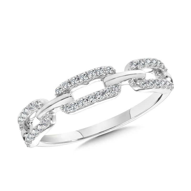 14K White Gold Diamond Paperclip Loops Ring