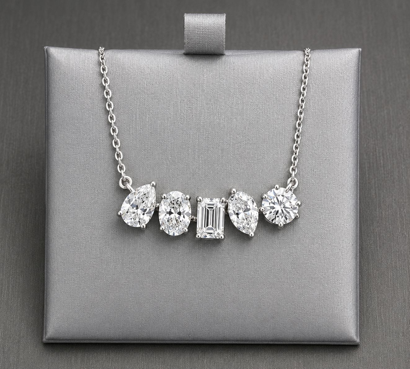 14K White Gold Multi-Shape Lab-Grown Diamond Necklace 3.00 CTW 14K White Gold Multi-Shape Lab-Grown Diamond Necklace 3.00 CTW