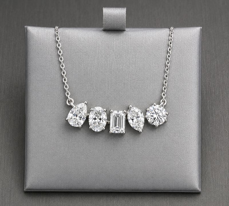 14K White Gold Multi-Shape Lab-Grown Diamond Necklace  3.00 CTW