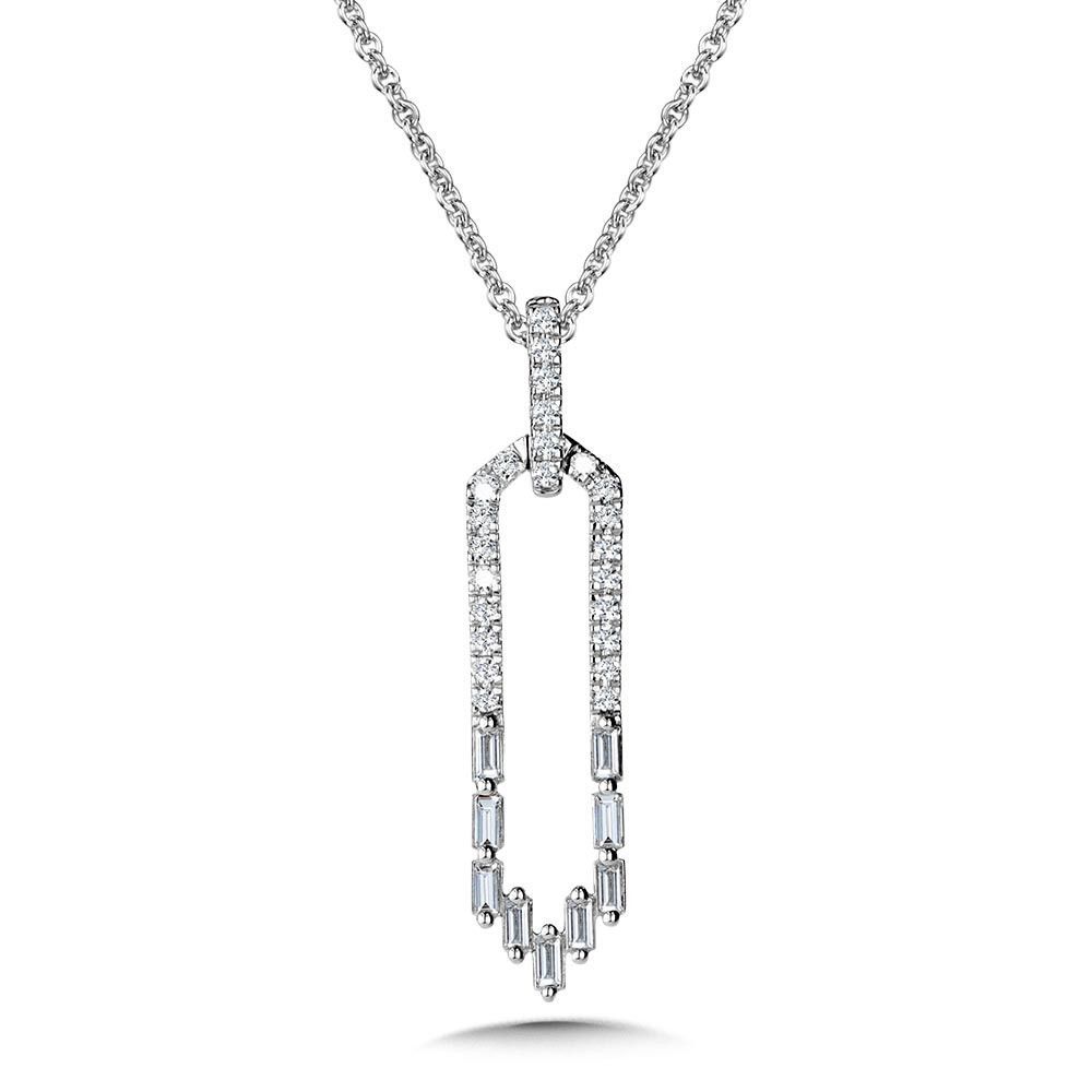 14K White Gold Natural Diamond Paperclip Pendant Necklace 14K White Gold Natural Diamond Paperclip Pendant Necklace