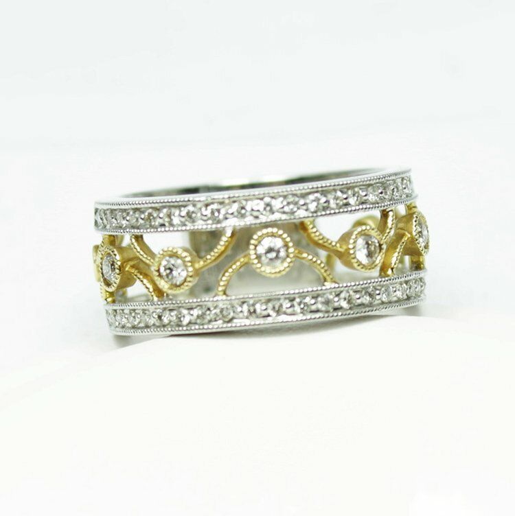14K Two-Tone White & Yellow Gold Diamond Ring