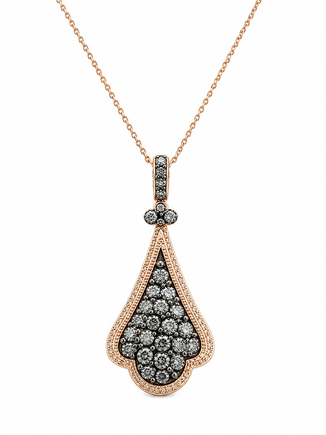 14K Rose Gold Natural Diamond Statement Pendant Necklace with Black Rhodium 14K Rose Gold Natural Diamond Statement Pendant Necklace with Black Rhodium