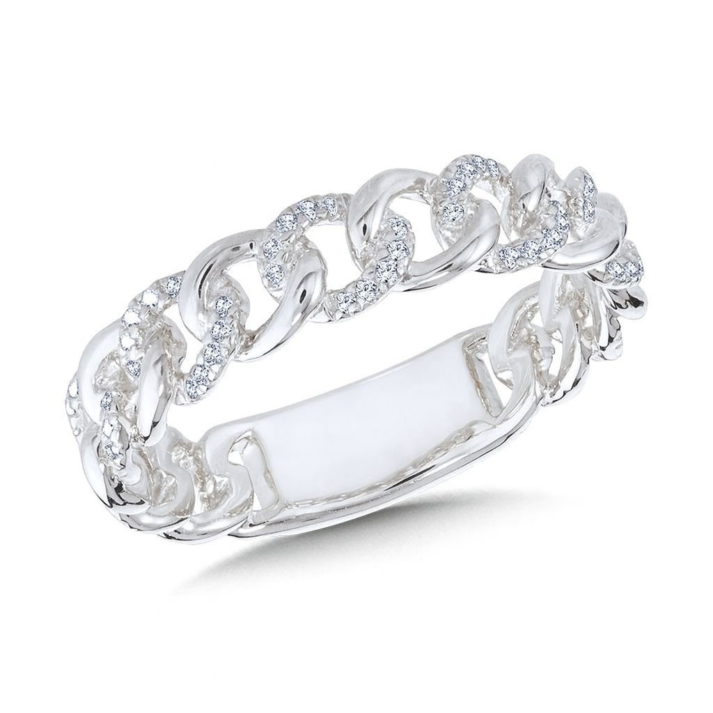 14K White Gold Cuban Link-n-Love Diamond Band