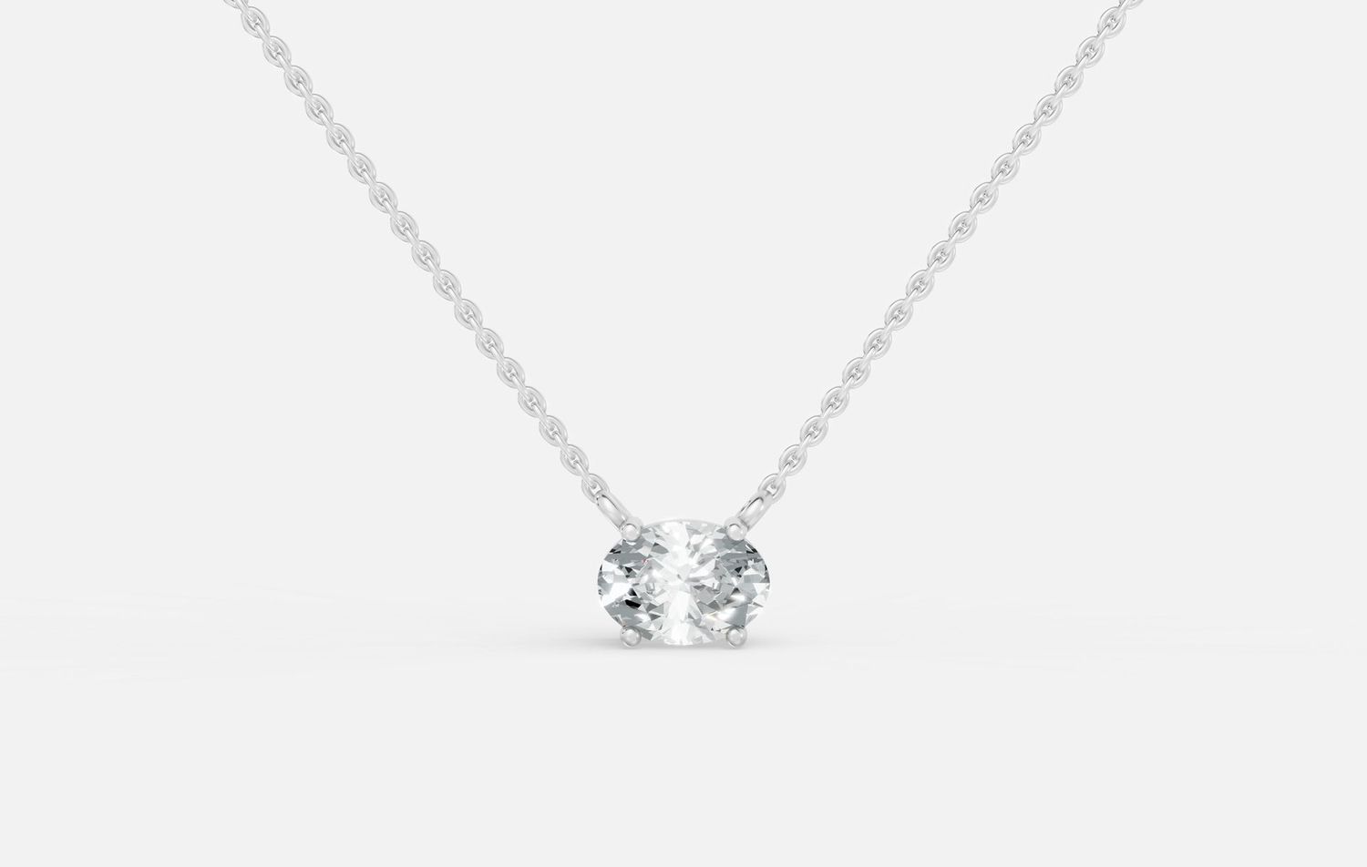 Lab Grown Oval Solitaire Necklace
