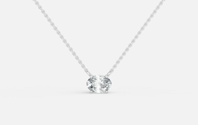 Lab Grown Oval Solitaire Necklace