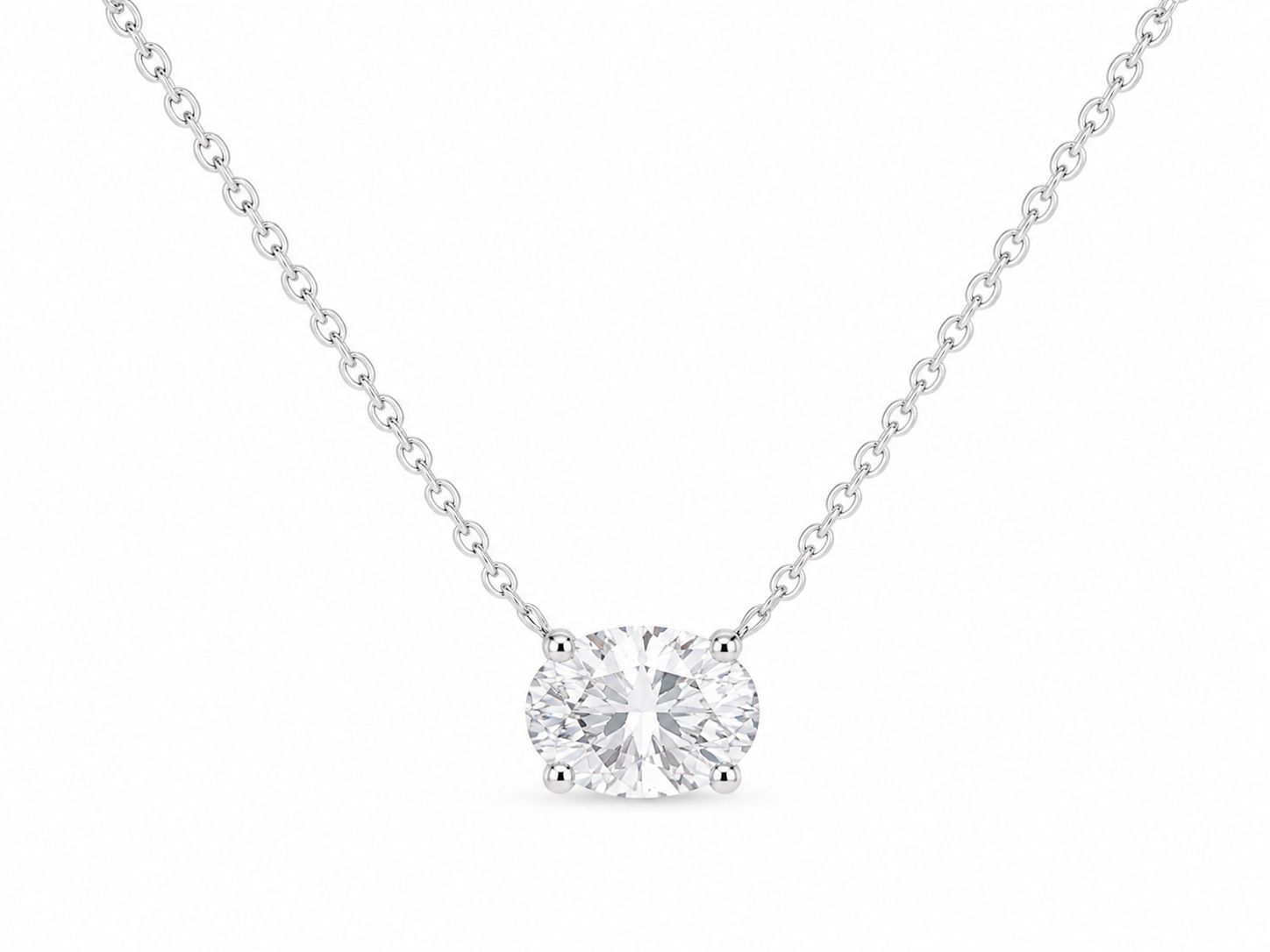 14K White Gold Oval Lab-Grown Diamond Solitaire Necklace 14K White Gold Oval Lab-Grown Diamond Solitaire Necklace
