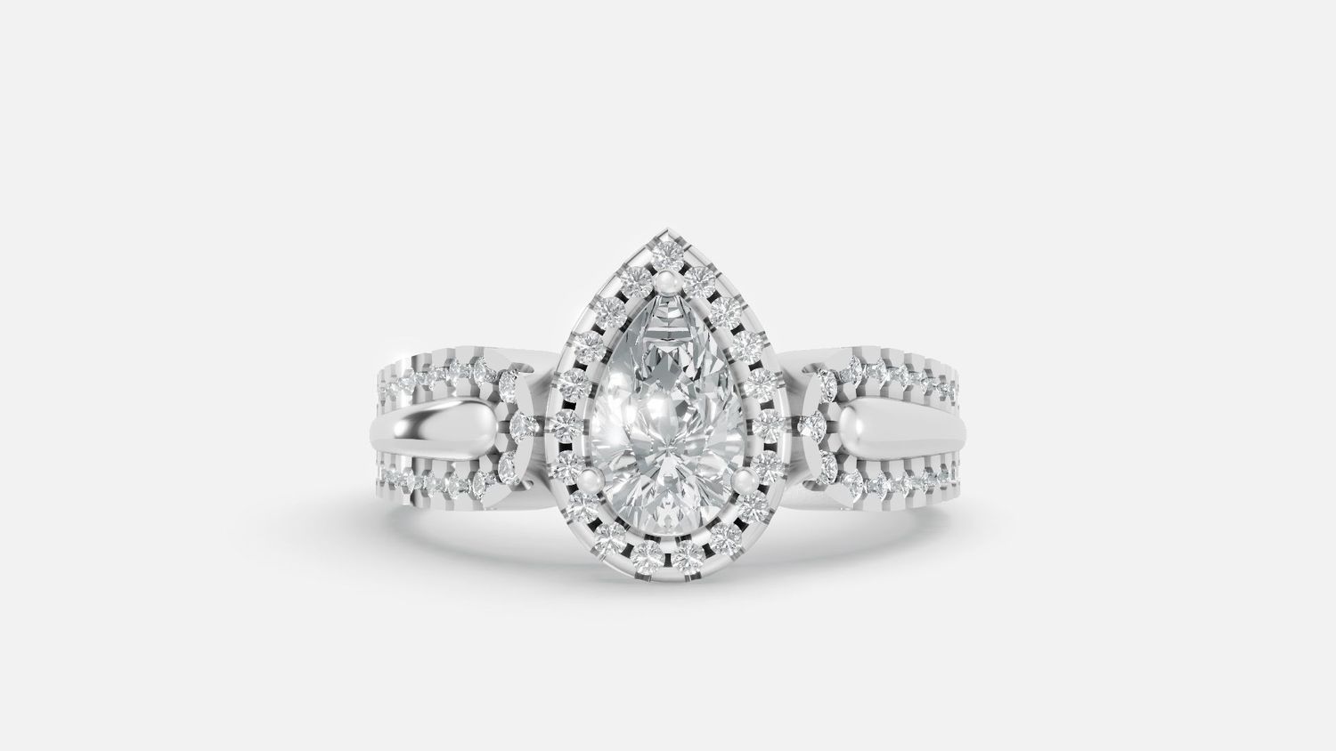 Pear lab grown halo Ring