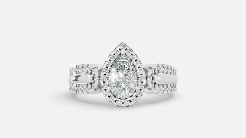 Pear lab grown halo Ring