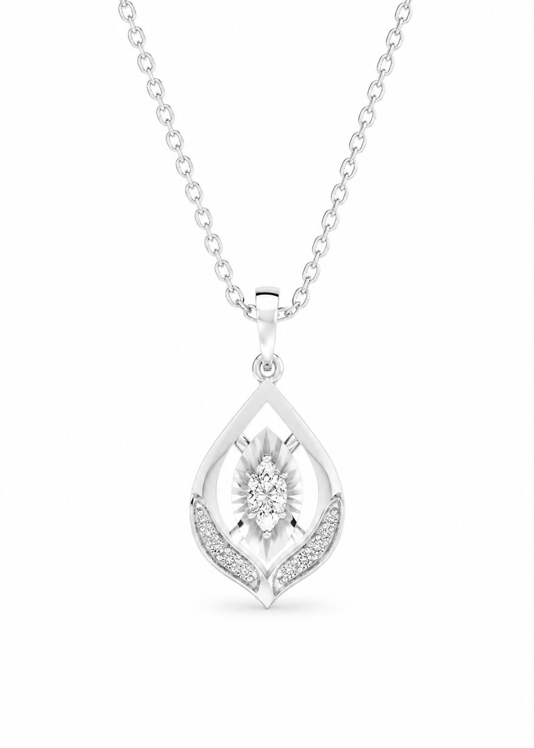 14K White Gold Lab-Grown Diamond Pendant Necklace