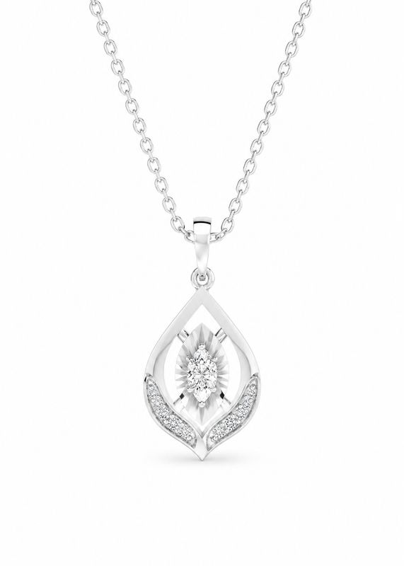14K White Gold Lab-Grown Diamond Pendant Necklace