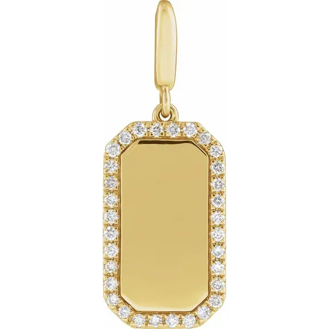 14k Yellow gold and diamond tag