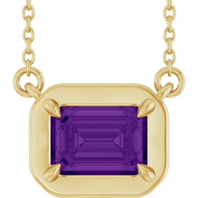 14K Yellow Gold Natural Amethyst 18" Necklace