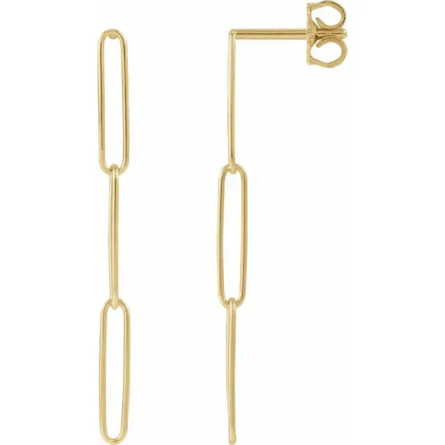 14K Yellow Gold Paperclip-Style Earrings