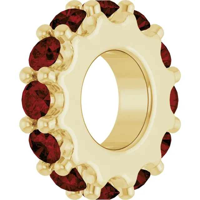 14K Yellow Gold Natural Mozambique Garnet Spacer Charm/Pendant