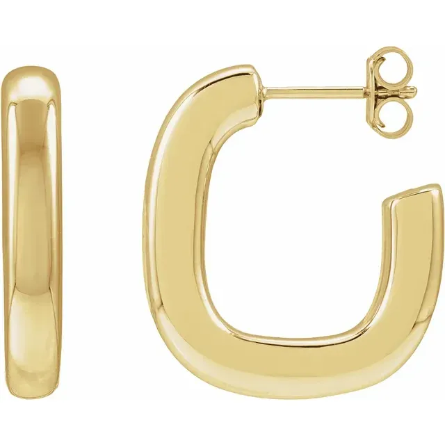 14K Yellow Gold Electroform Puffed 22 mm Hoop Earrings
