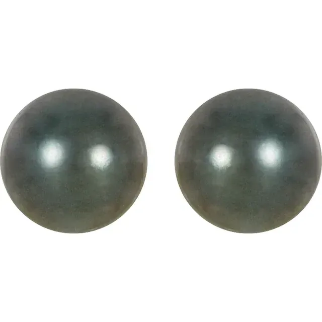 14K Palladium White Gold 8 mm Cultured Gray Tahitian Pearl Earrings