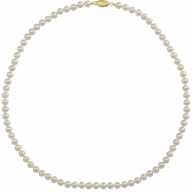 14K Yellow Gold Cultured White Freshwater Pearl 18" Necklace
