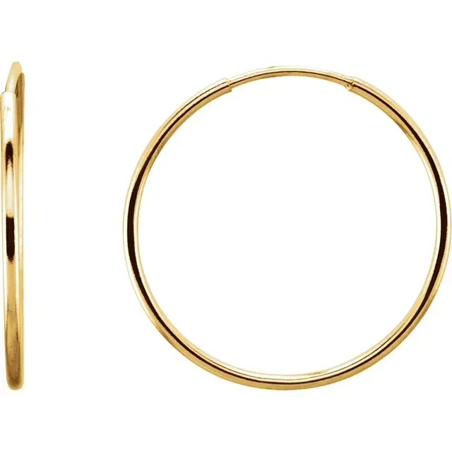 14K Yellow Gold Endless Tube 20 mm Hoop Earring