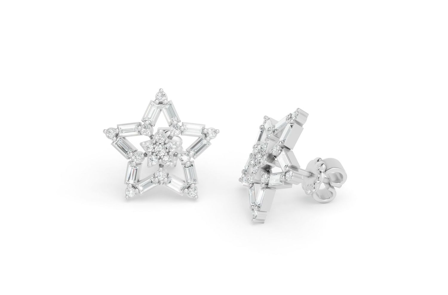 STAR FASHION STUD, White gold