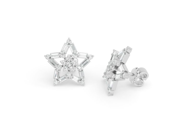 STAR FASHION STUD, White gold